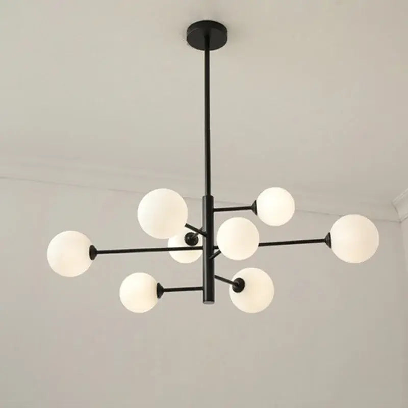 Brass Frosted Glass 8-Head Chandelier
