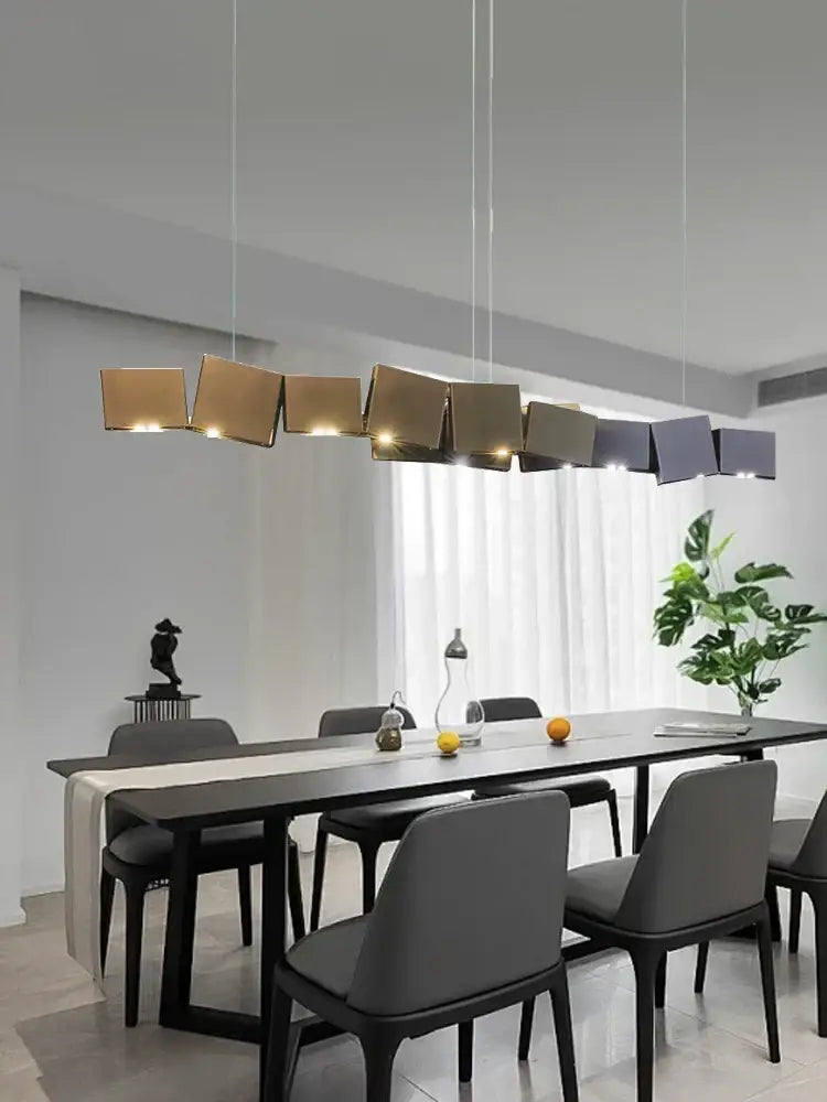 Bronze Geometric Pendant Light Adjustable 125cm