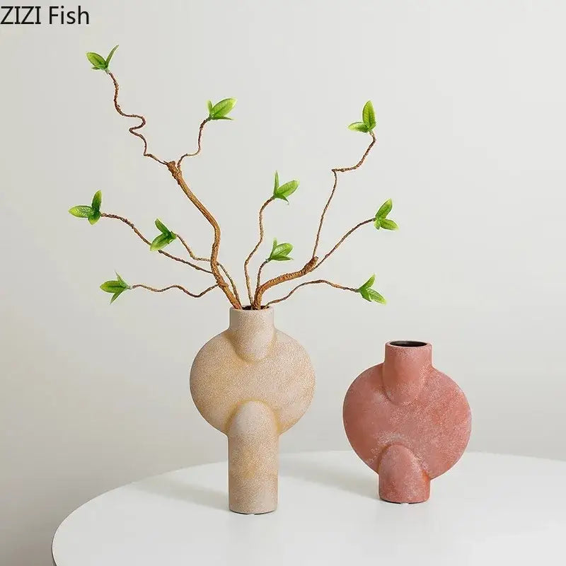 Geometric Ceramic Vase Set