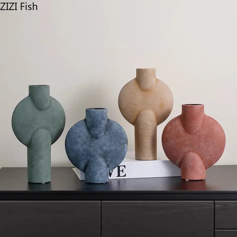 Geometric Ceramic Vase Set