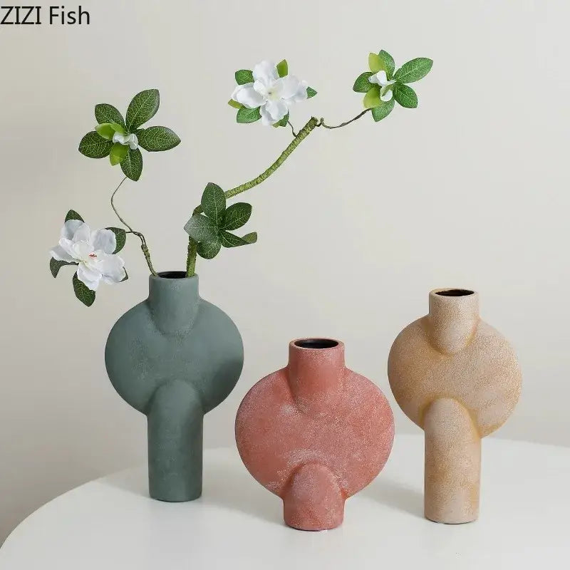 Geometric Ceramic Vase Set