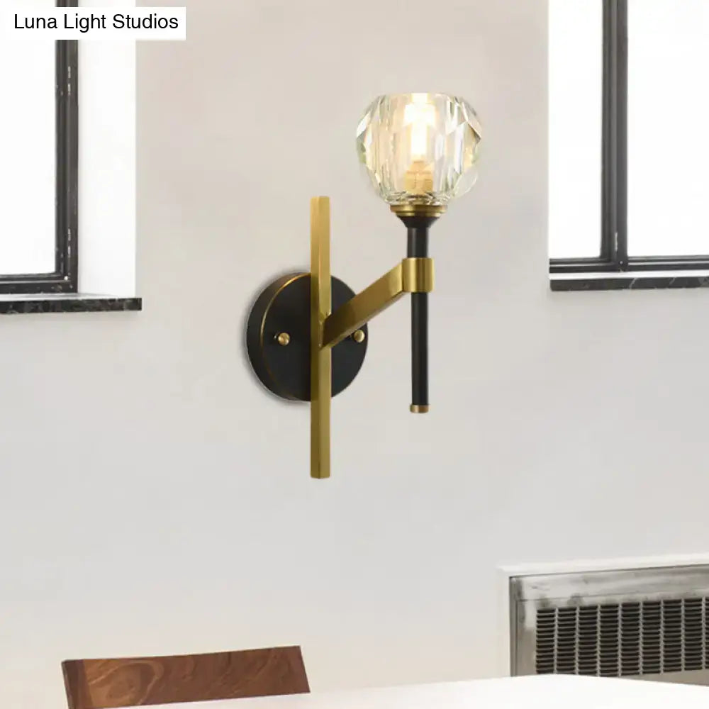 Black Gold Wall Sconce Flush Mount Crystal