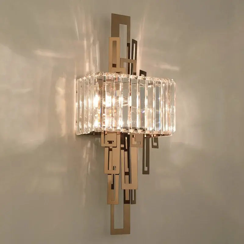 Gold Crystal Wall Sconce Geometric 25x60cm