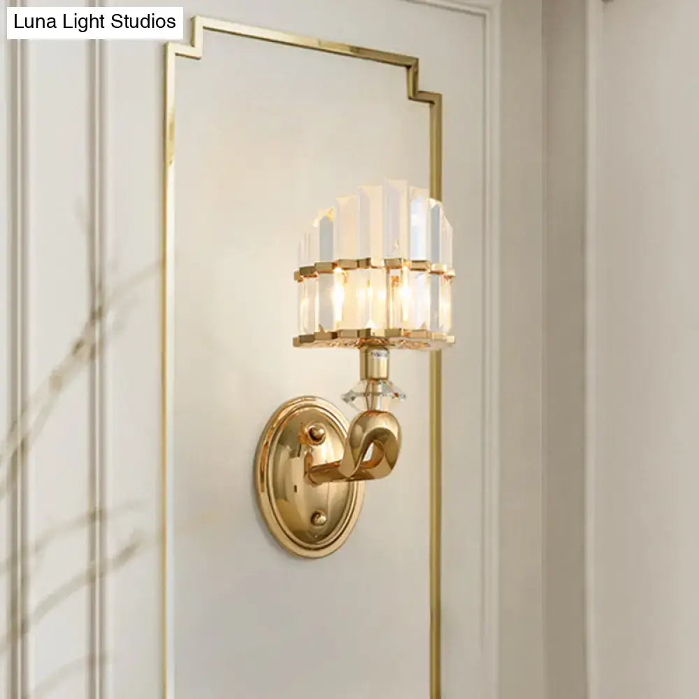 Gold Geometric Crystal Wall Sconce Living Room