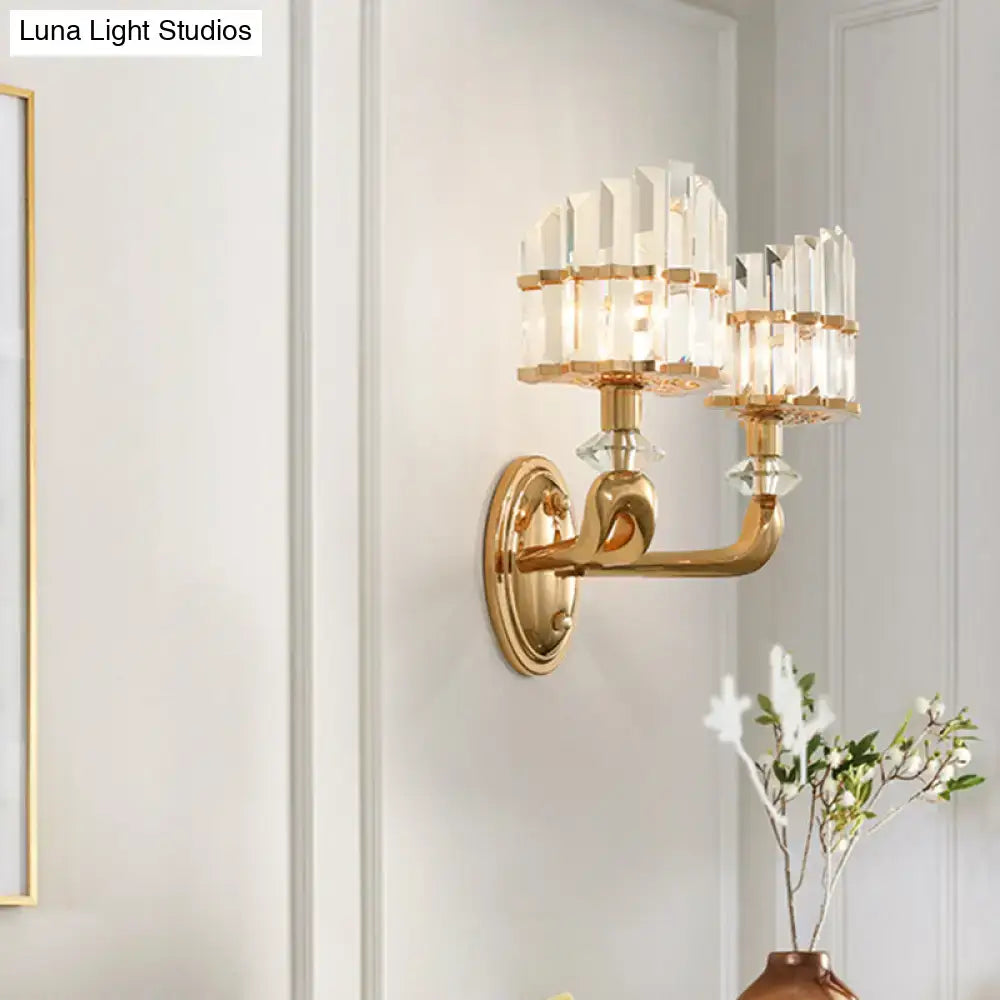 Gold Geometric Crystal Wall Sconce Living Room