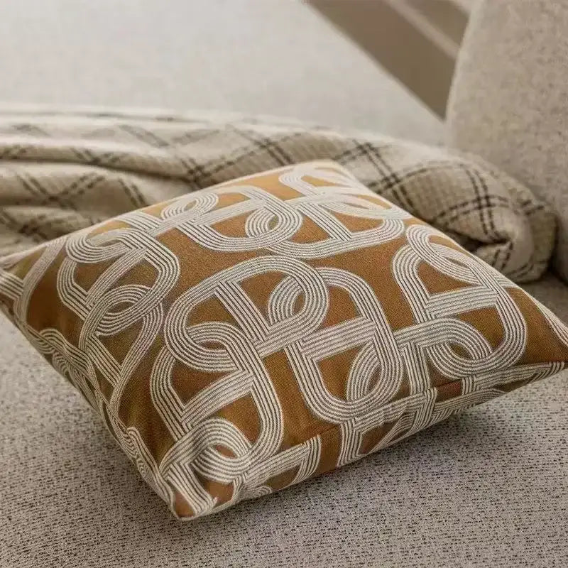 Brown Jacquard Cushion Cover