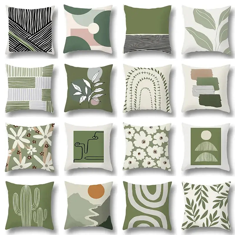 Green Geometric Pillow Cover