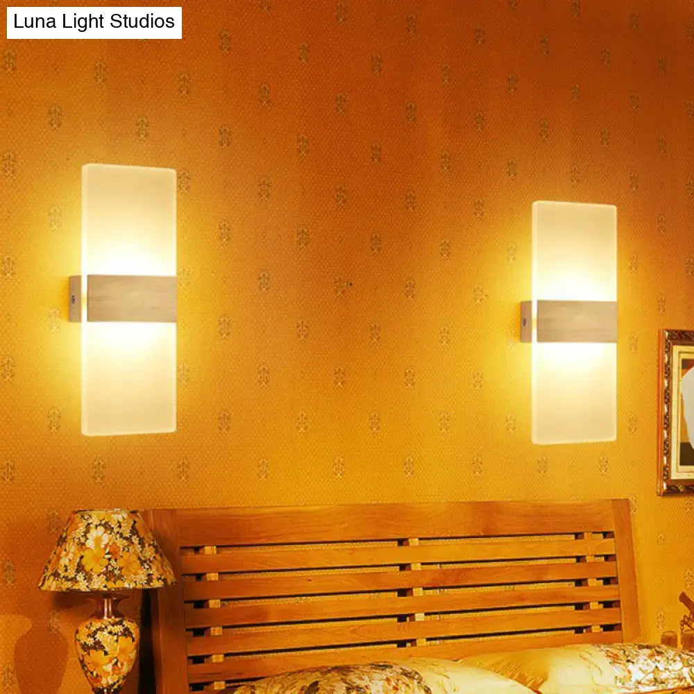 Wood Acrylic Geometric Hallway Sconce
