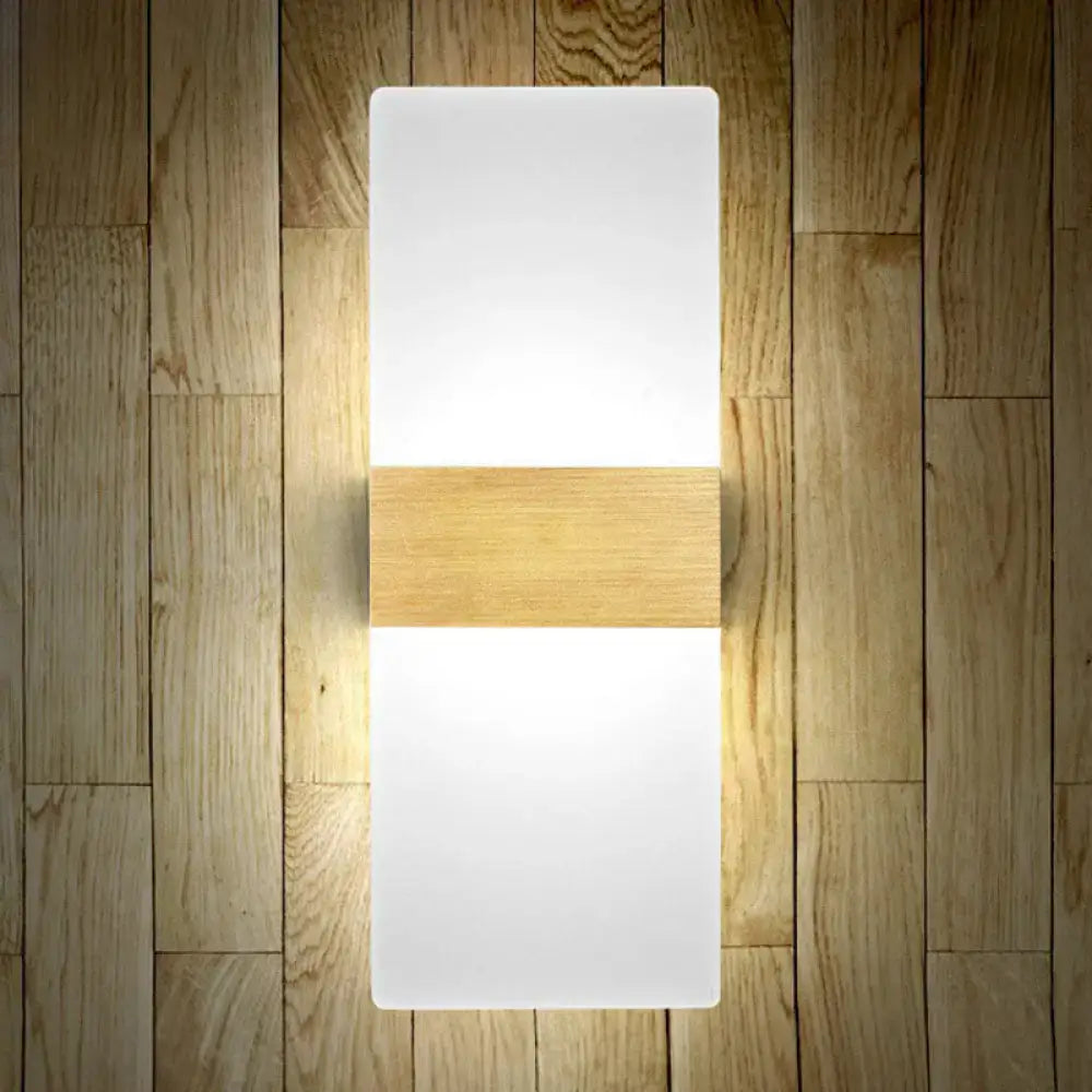 Wood Acrylic Geometric Hallway Sconce