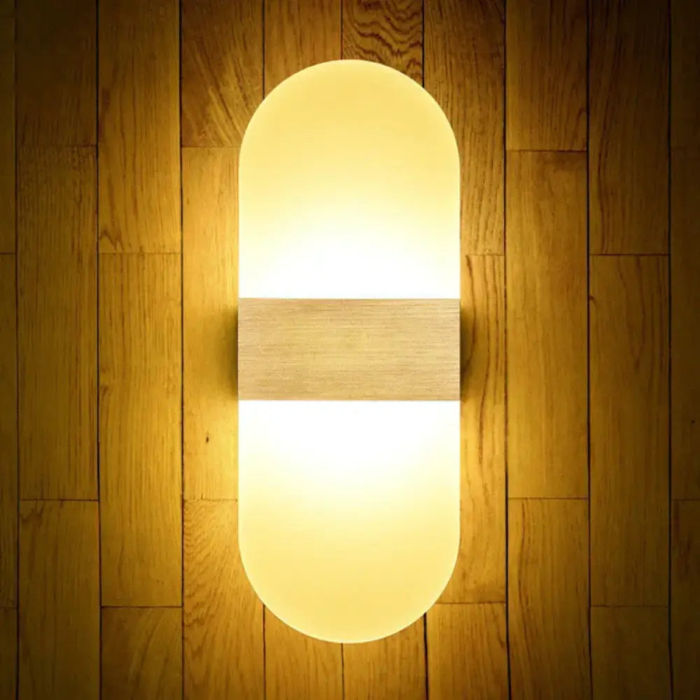 Wood Acrylic Geometric Hallway Sconce