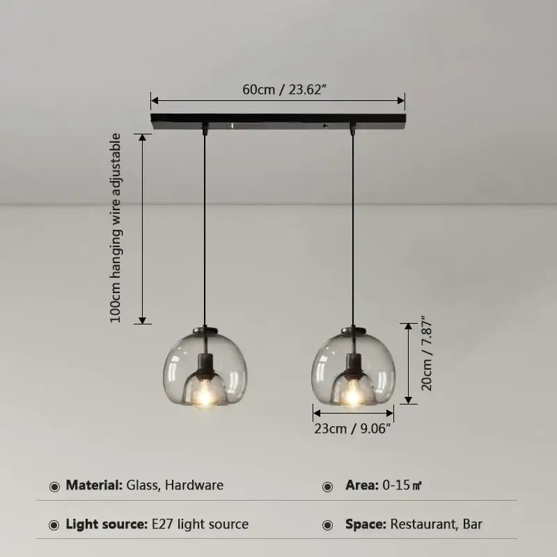 Glass Ball 3-Head Dining Pendant