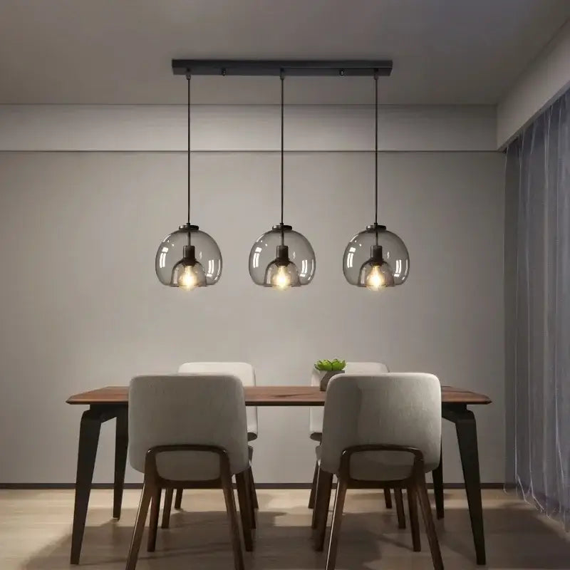 Glass Ball 3-Head Dining Pendant