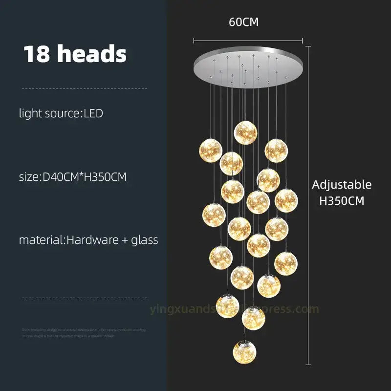 Glass Spiral Chandelier Light