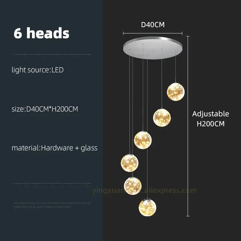 Glass Spiral Chandelier Light