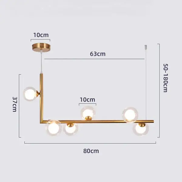 Black Gold Chandelier Pendant with Adjustable Height