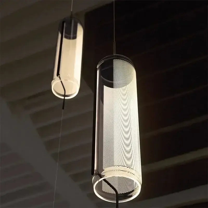 Glass Cylinder Chandelier with Dimmable Feature