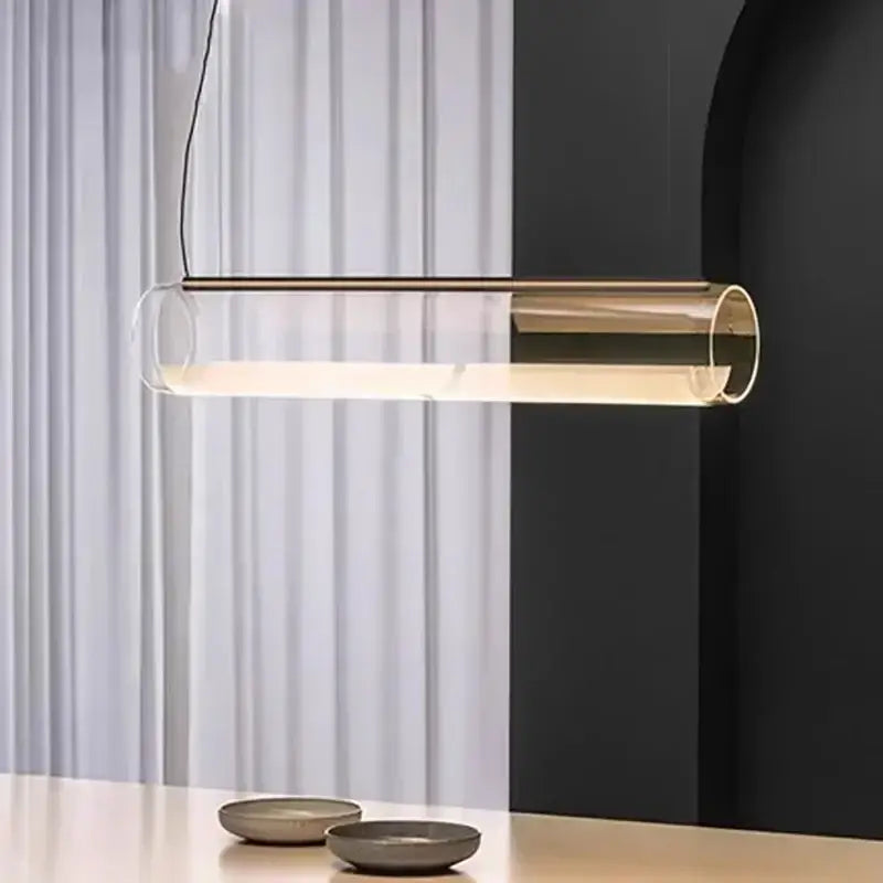 Glass Cylinder Chandelier with Dimmable Feature