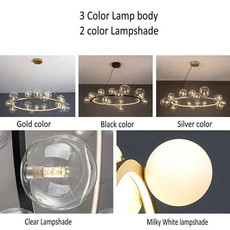 Black Globe Chandelier Lamp