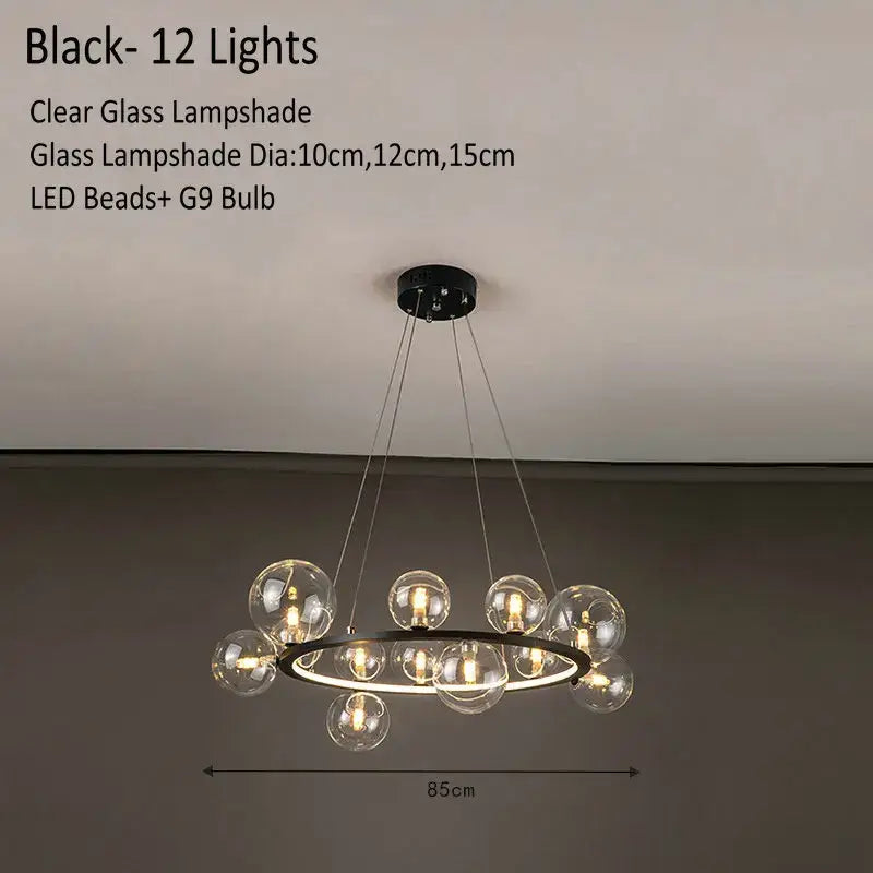 Black Globe Chandelier Lamp