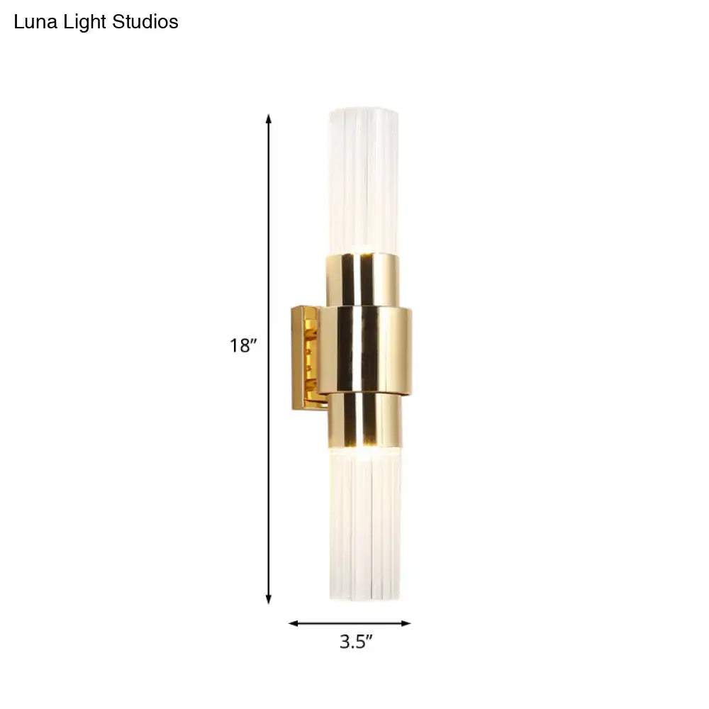 Gold Glass Ribbed Bathroom Sconce