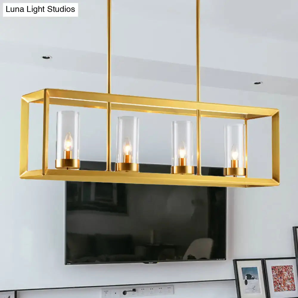 Gold Clear Glass Five-Light Pendant