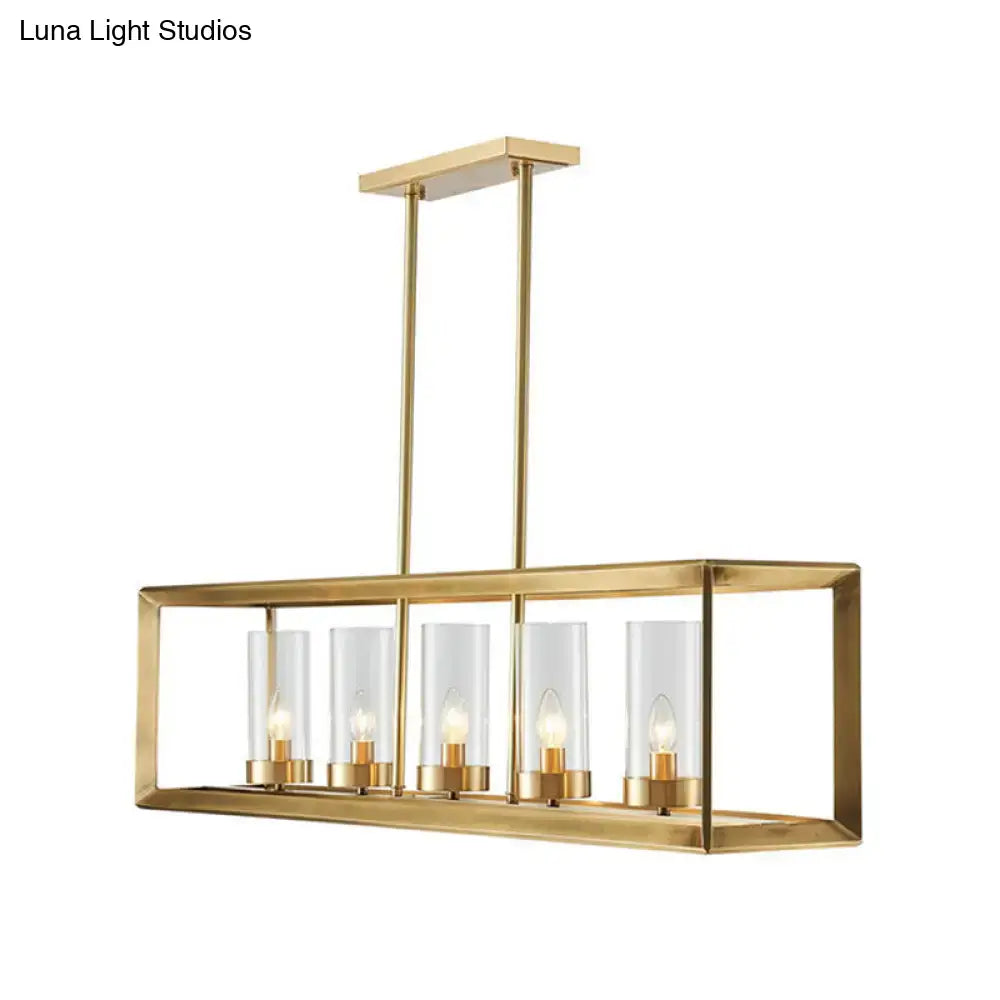 Gold Clear Glass Five-Light Pendant