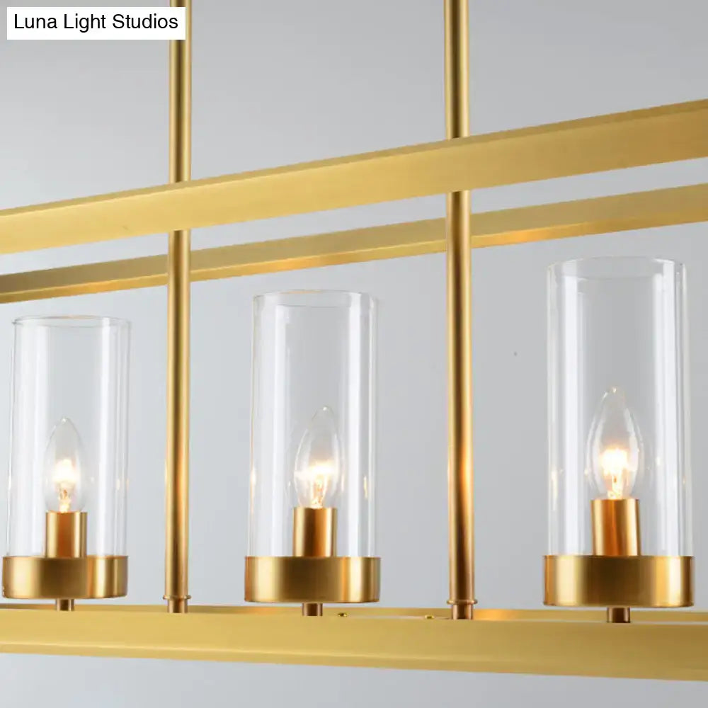 Gold Clear Glass Five-Light Pendant
