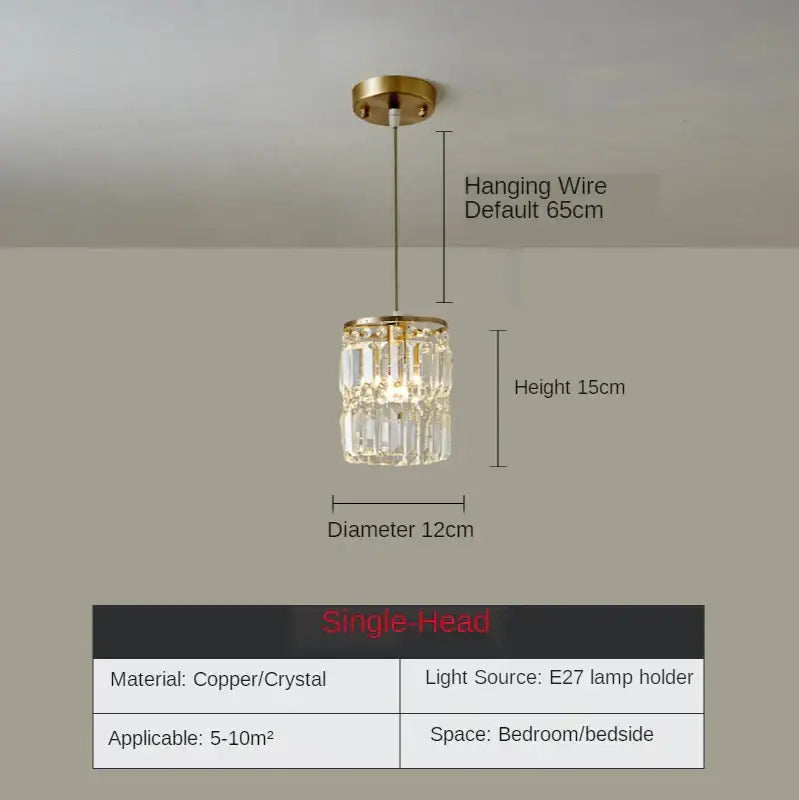 Gold Crystal 3-Head Dining Room Chandelier