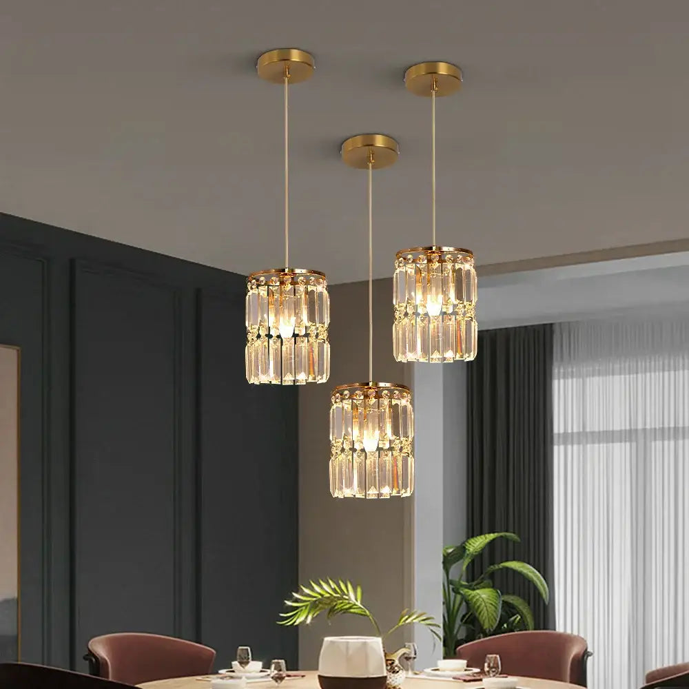 Gold Crystal 3-Head Dining Room Chandelier