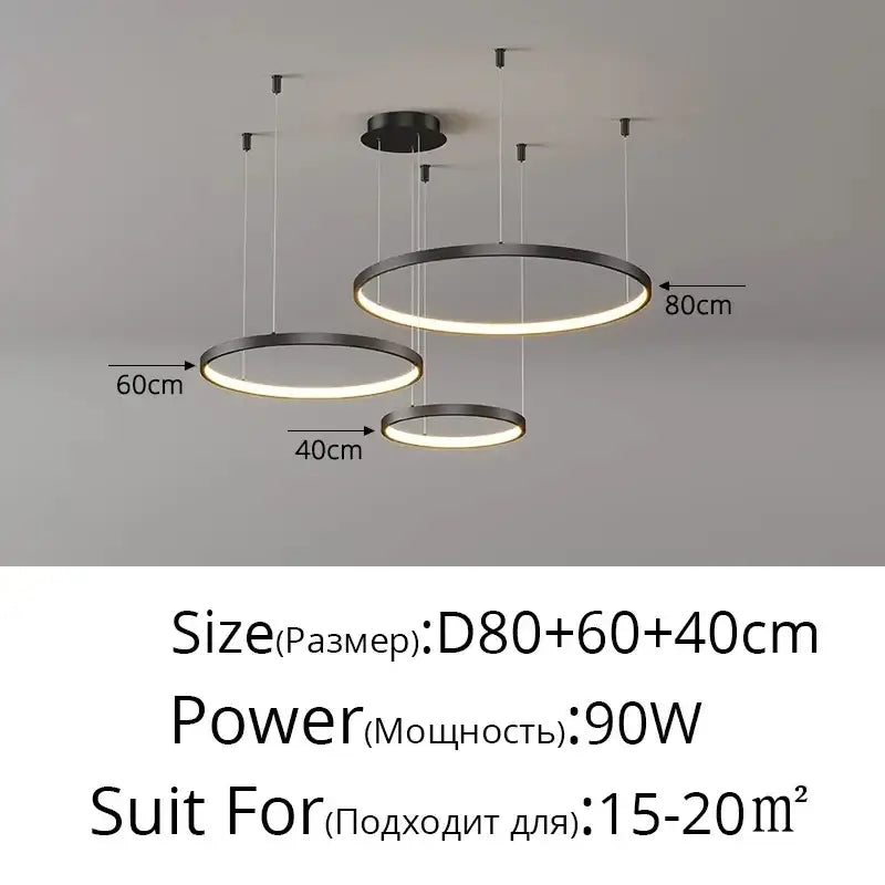Gold LED 5-Ring Dimmable Chandelier