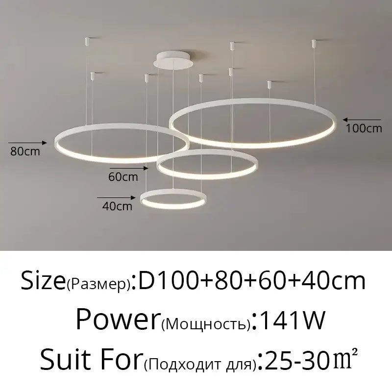 Gold LED 5-Ring Dimmable Chandelier