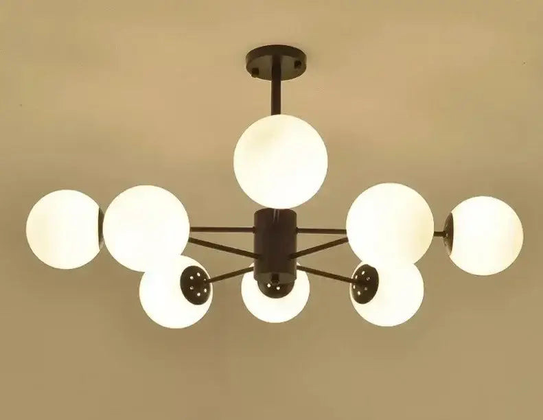 Gold Glass Ball Chandelier 12-Head Amber Glass