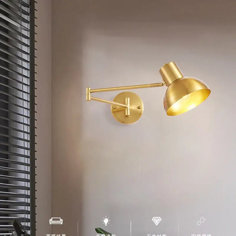 Gold LED Wall Lamp A-Style for Reading Nooks