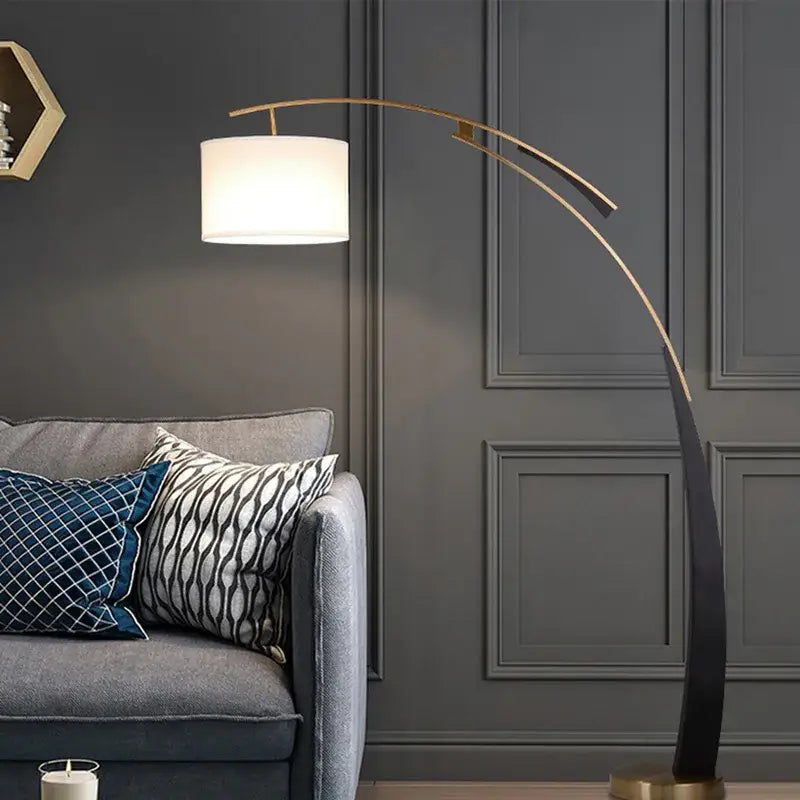 Gold Adjustable White Shade Floor Lamp