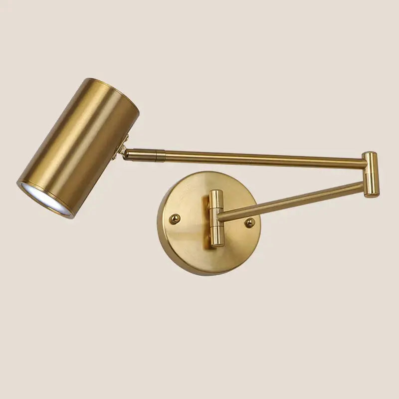 Gold Swing-Arm Adjustable Bedside Wall Lamp