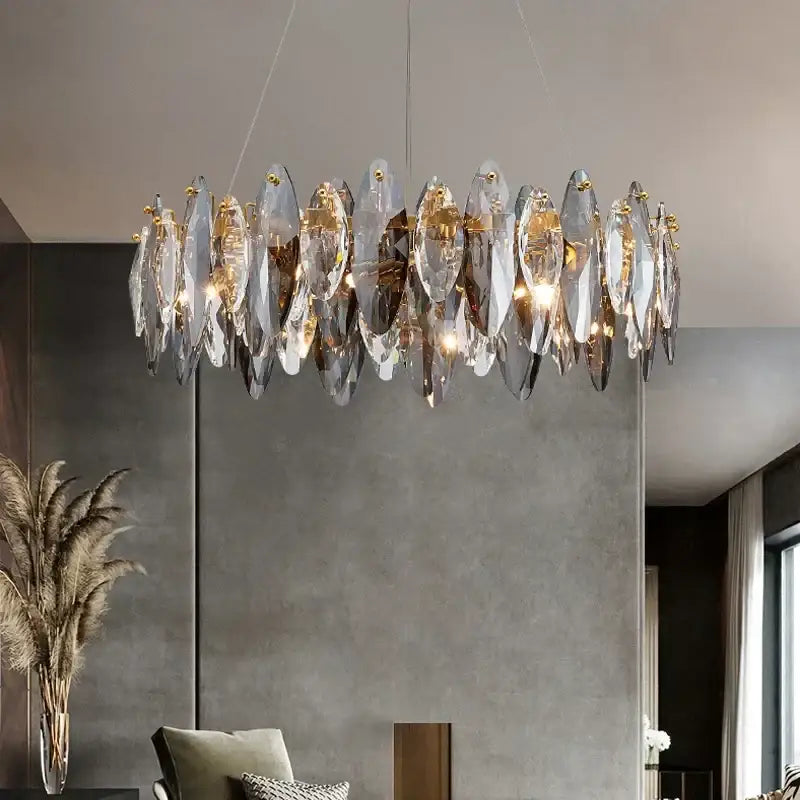Gold Amber Crystal 100cm Chandelier