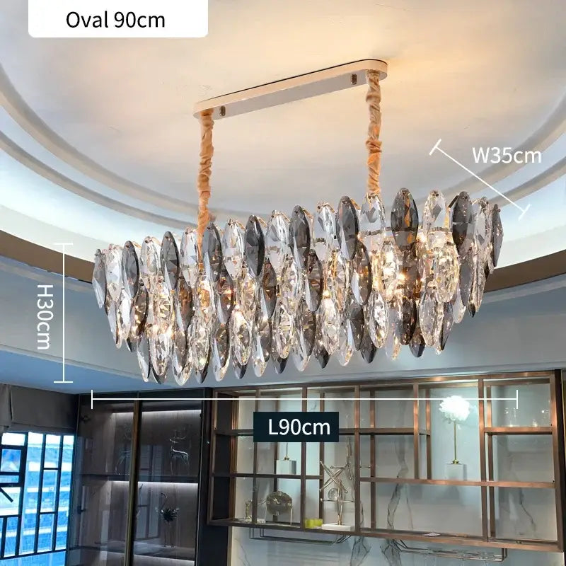 Gold Amber Crystal 100cm Chandelier