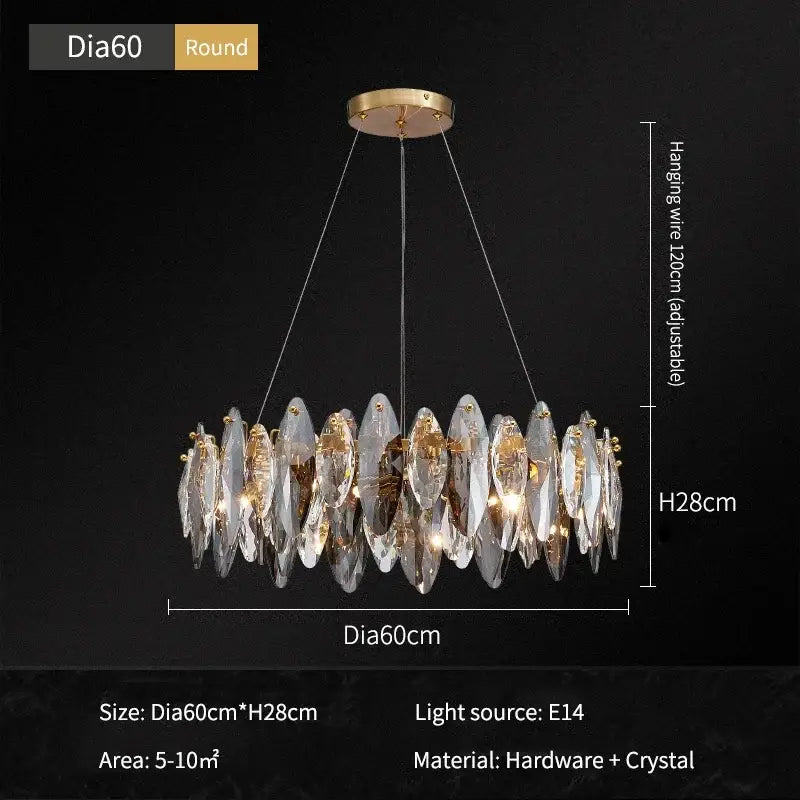 Gold Amber Crystal 100cm Chandelier