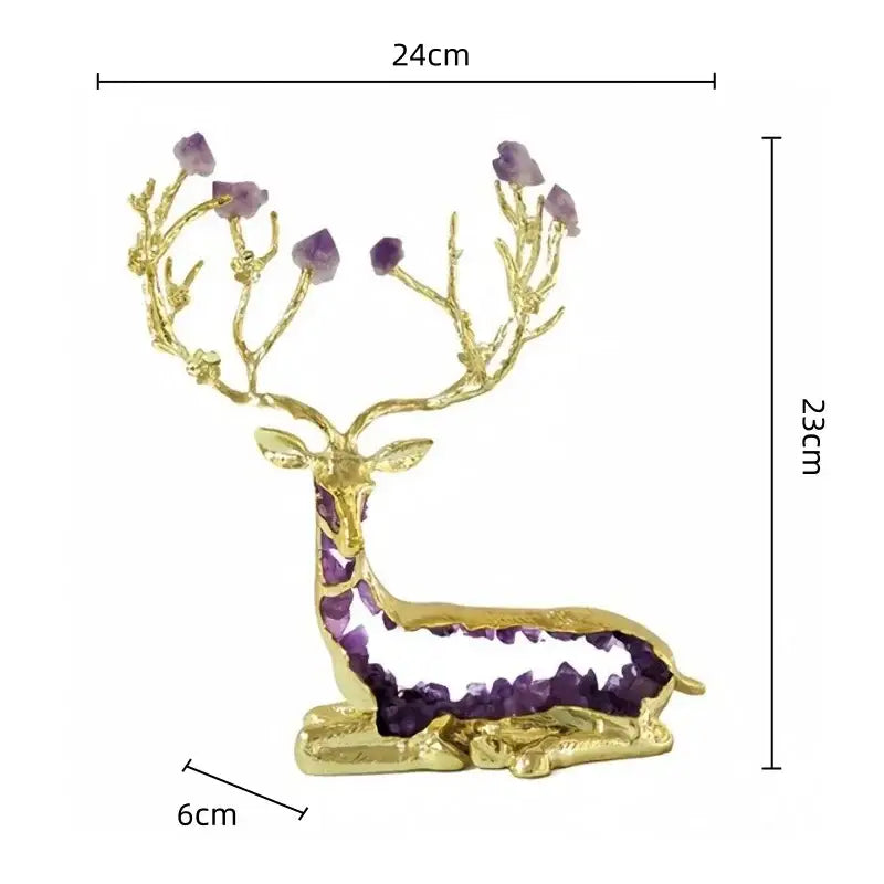 Gold Amethyst Deer Sculpture