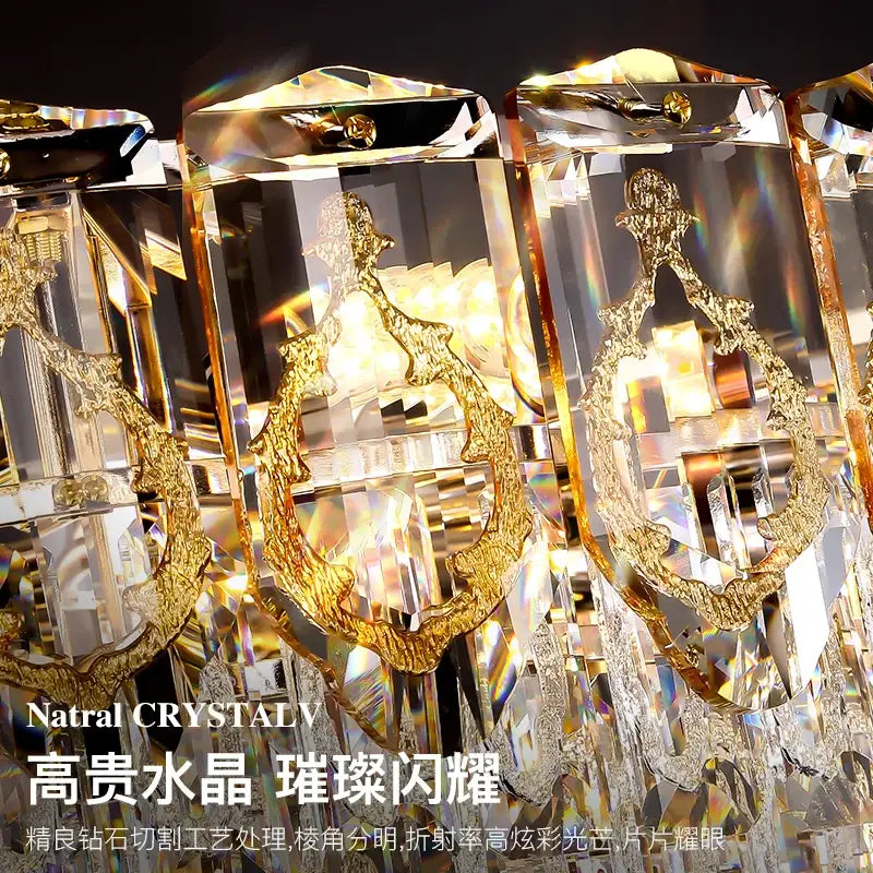 Gold Amber Crystal Italian Dining Chandelier