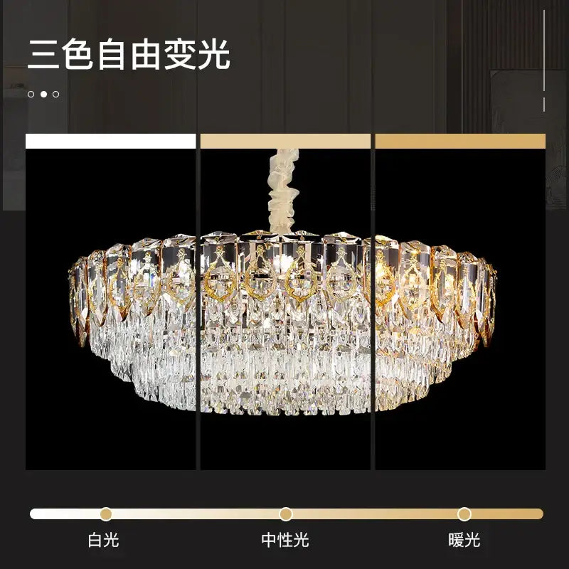 Gold Amber Crystal Italian Dining Chandelier
