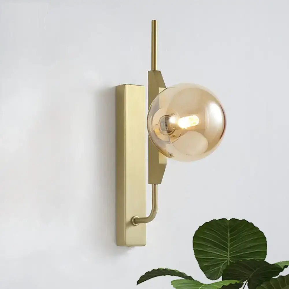 Amber Glass Orb Sconce