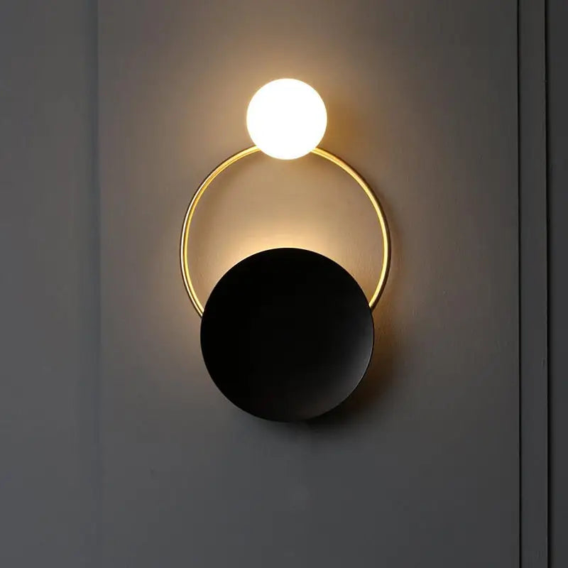 Gold Black Orb Wall Lamp