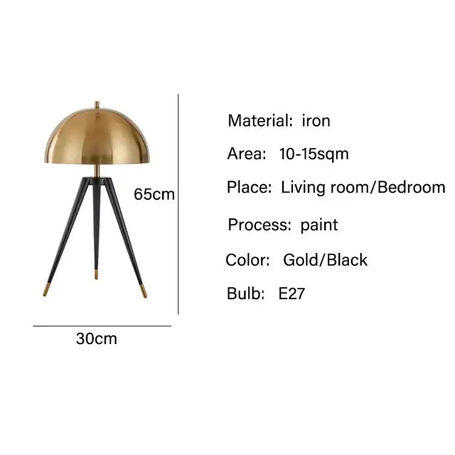 Gold Black Tripod Floor Lamp
