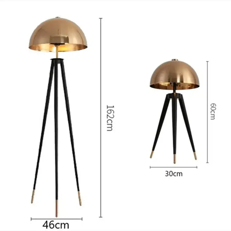Gold Black Tripod Floor Lamp