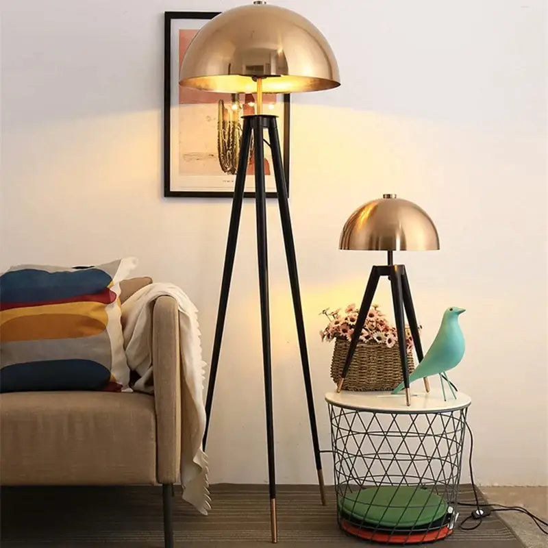Gold Black Tripod Floor Lamp