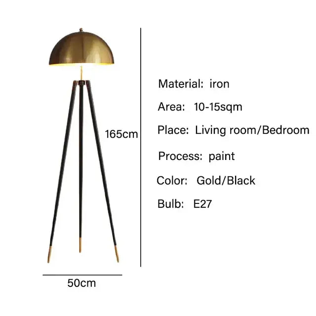 Gold Black Tripod Floor Lamp
