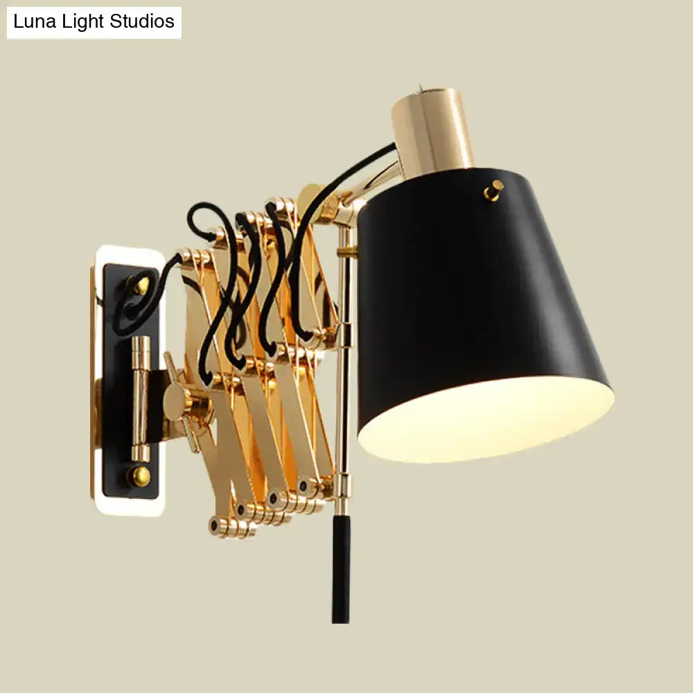 Gold Black Barrel Wall Sconce