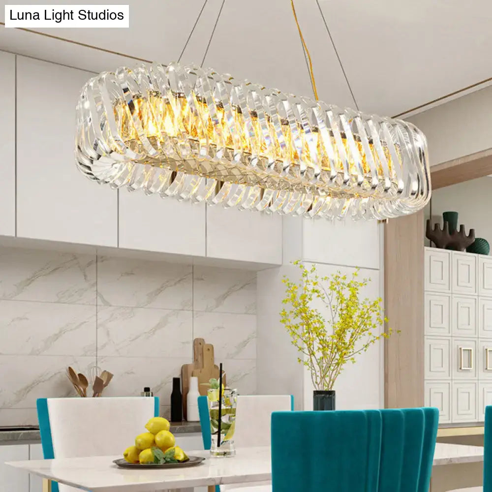 Gold Crystal Oval Pendant