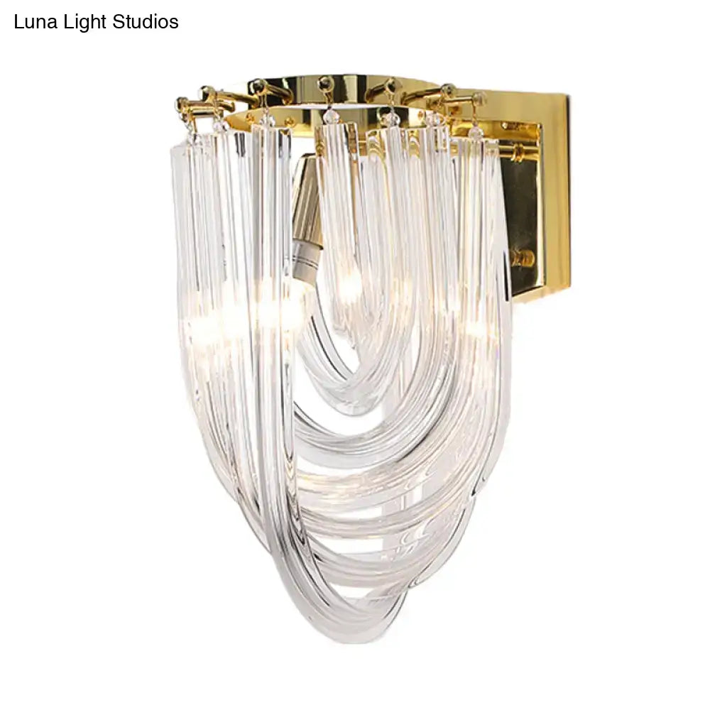 Gold Glass Geometric Clear Sconce